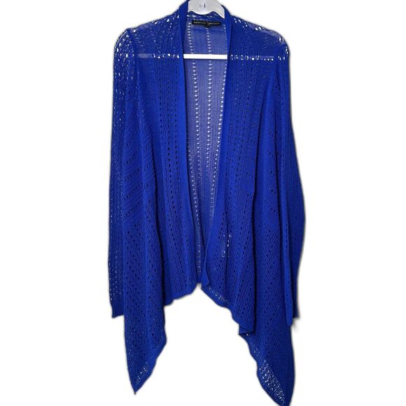 White House Black Market Sweaters - White House Black Market Blue Open-Front Waterfall Cardigan XL